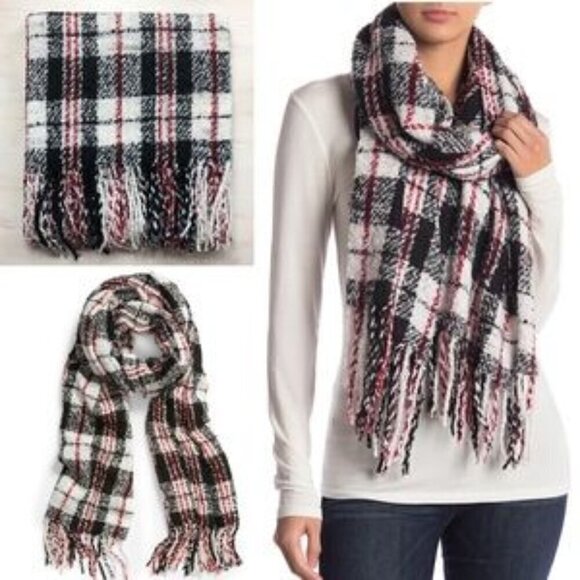 Free People Accessories - Free People Emerson Plaid Blanket Scarf Ivory